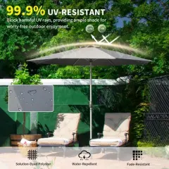DOMETOUR 10FT Patio Umbrella, Outdoor Table Umbrella with Tilt, Crank, UV Protection, Waterproof, 8 Ribs for Garden, Deck, Backyard, Pool (Gray)