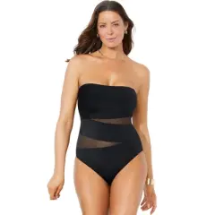 Swimsuits for All Women&rsquo;s Plus Size Mesh Wrap Bandeau One Piece Swimsuit