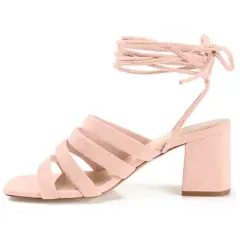 Journee Collection Womens Sevyn Open Square Toe Block Heel Sandals Rose 7