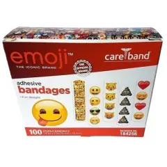 Emoji Adhesive Strips for Kids, Flexible Plastic, 100 Count, 1 Pack