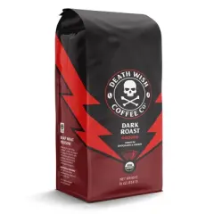 Death Wish Dark Roast Coffee Ground Coffee Fair Trade and Organic - 16oz