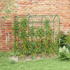 Outsunny Metal Garden Trellis, Arch Trellis for Climbing Plants, Green