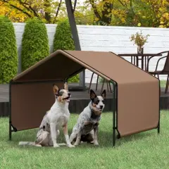 PawHut Dog Tent, Portable Dog Shelter, Water Resistant Dog Beach Tent for Shade Protection, Outdoor, Garden, Patio, Backyard, Brown