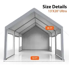 GustoWave 13x20 FT Heavy Duty Carport, Portable Garage for Cars, Boats, Trucks