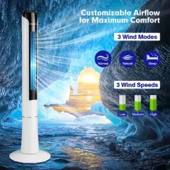 Costway Portable 48'' Tower Fan 80&deg; Oscillating Bladeless Fan with Remote & LED Control
