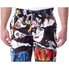 KISS Men's Rock Band Magazine Rip Photo Art Adult Loungewear Pajama Pants Multi