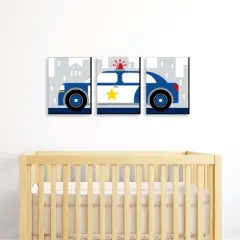 Big Dot of Happiness Calling All Units - Police - Cop Car Nursery Wall Art and Kids Room Decor - 7.5 x 10 inches - Set of 3 Prints
