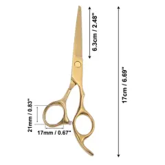 Unique Bargains Hair Straight Scissors for Long Short Thick Hard Soft Hair Clippers Stainless Steel for Men Women 6.69 inch Gold Tone 1 Pc