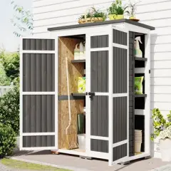 Storage Shed with Waterproof Roof & Lockable Doors, Gray