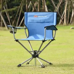 Costway Collapsible Portable Swivel Camping Chair 360degreesFree Rotation for Picnic Fishing
