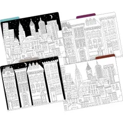 Barker Creek Color Me! Cityscapes 14pt Letter-Size File Folders Multi-Design Set 24 per Set: Art Stationery, Top Tab, 50 Sheet Capacity