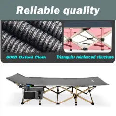 SUGIFT Wide Foldable Camping Cot  with Mattress Heavy-Duty Indoor & Outdoor Sleeping Cot Folding Bed with Carry Bag