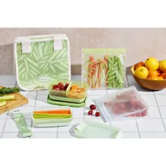 Ello 6pk Standing sandwich Reusable Food Storage Bags Green