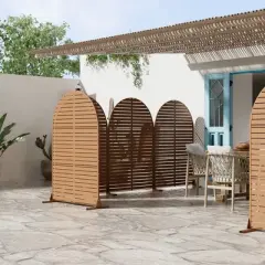 72" H&times;47"W Dovelina Arched-Top Brown Outdoor Metal Galvanized Privacy Screen Garden Fence