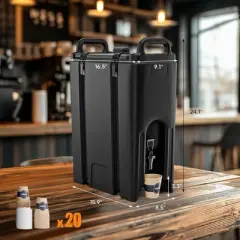 Winado 5 Gallon Insulated Beverage Dispenser, Ice And Hot Drink Server With Handles, Faucet & 20 Cups