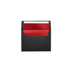 LUX A7 Foil Lined Invitation Envelopes 5 1/4 x 7 1/4  Black w/Red Lining FLBK4880-01-50
