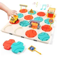 Joyfy Montesorri Construction Puzzle Toy for Kids, STEM Board Game, Logic Road Builder Logic Puzzle, Birthday Party Gift for Boys & Girls Ages 3-5 4-8