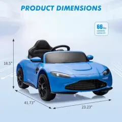 12V Ride on Sports Car for Kids, Licensed Aston Martin Battery Powered Car Toddles, Ride on Toy with RC, Horn, Soft Start