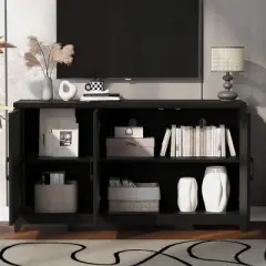 59"W Modern TV Stand TV Console Cabinet Entertainment Center  with Spacious Storage Space and Adjustable Shelves for TVs Up to 65&rdquo;-ModernLuxe