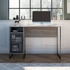 Pacer Single Pedestal Computer Desk Gray Oak - Room & Joy