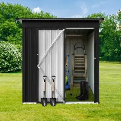 NicBex Outdoor Storage Shed With Lockable Doors Galvanized Metal Garden Shed for Patio, Lawn, Backyard