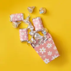 Big Dot of Happiness Pink Daisy Flowers - Mini Candy Bar Wrapper Stickers - Floral Party Small Favors - 40 Count