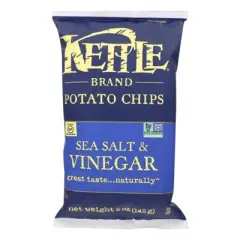 Kettle Brand Sea Salt and Vinegar Potato Chips - Case of 15/5 oz