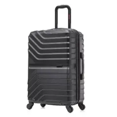 InUSA Aurum Lightweight Hardside Medium Checked Spinner Suitcase - Black