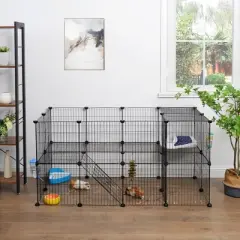 Pet Playpen, Small Animal Playpen, Rabbit Guinea Pig Cage, Zip Ties Included, Metal Wire Apartment-Style