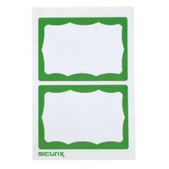 SICURIX Adhesive Badges, Green Border, 100 Per Pack, 6 Packs