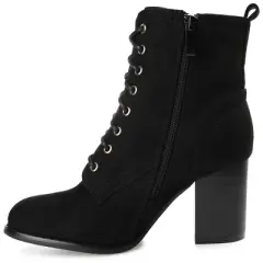 Journee Collection Womens Baylor Lace Up Stacked Heel Booties