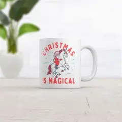 Crazy Dog Christmas Is Magical Mug Funny Santa Claus Fantasy Unicorn Novelty Cup-11oz