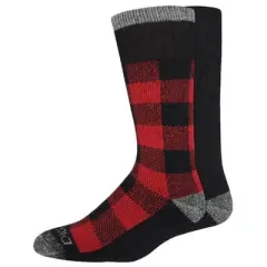 Dickies Men's Buffalo Plaid Heavyweight Wool Blend Thermal Crew Socks 2pk - Red 6-12