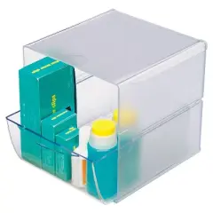 Deflecto Desk Cube with Drawer Clear 7-1/8 x 6 x 6 350801
