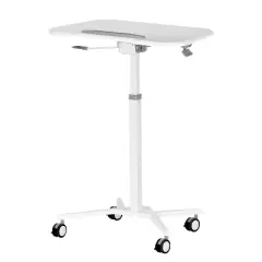 Sit To Stand Mobile Laptop Computer Stand with Height Adjustable White - Techni Mobili