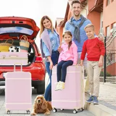 NAYSAYE Luggage 4 Piece Hardshell Luggage Set with Spinner Wheels TSA Lock Expandable for Travel, Light Pink, 31.62"*20.54"*12.46"