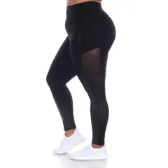 Plus Size High-Waist Mesh Fitness Leggings - White Mark