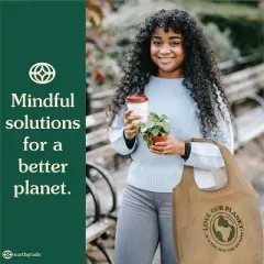 EARTHGRADE Reusable Shoulder Grocery Bag Sustainable & Eco Friendly Washable Paper Totes with Cotton Canvas Handles & Durable Seams