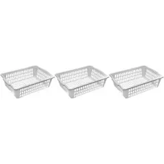 YBM Home White Plastic Paper Tray Basket,3-Pack