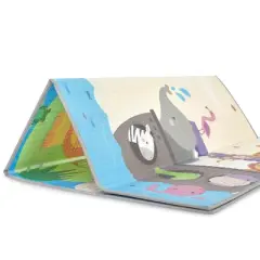 Dream On Me Play Time Reversible & Water-resistant  Baby Play Mat, Happy animals & Footprint