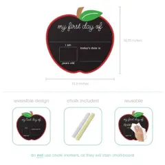 Pearhead First and Last Day of School Reversible Chalkboard Sign - Apple