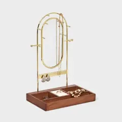 Oval Mirror Standing Jewelry Organizer - A New Day&trade; Brown/Gold