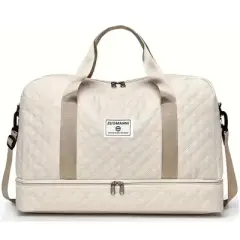 Luupatchy Three-dimensional Diamond Patterned Travel Bag, Dry Wet Separation , for Travel, Fitness Yoga, Weekend Tote Overnight Bag