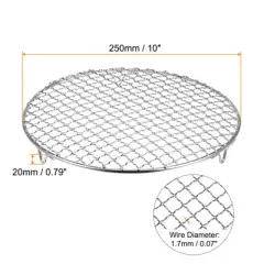 Unique Bargains Stainless Steel Round Cross Wire Barbecue Grill with Legs