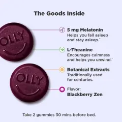 OLLY Extra Strength Sleep Multivitamin Gummies - Blackberry Zen - 90ct