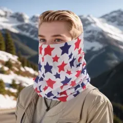 Unique Bargains Sunscreen Stars Pattern Face Scarf Mask Red White 1 Pc