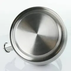 MegaChef 2.8L Round Stovetop Whistling Kettle - Brushed Silver: Stainless Steel Tea Kettle, Flip-Up Spout, Induction Compatible