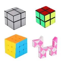 Zummy Silver 2x2 Brain Teaser Magic Cubes Bundle for Kids