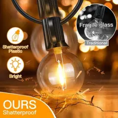 Itopfox 100FT Outdoor String Lights, Waterproof Connectable Shatterproof Outside Light with 50 Edison Spare LED Bulbs Plug in Patio Lights for Indoor