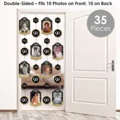 Big Dot of Happiness Adult 90th Birthday - Gold - Birthday Party Vertical Photo Garland 35 Pieces